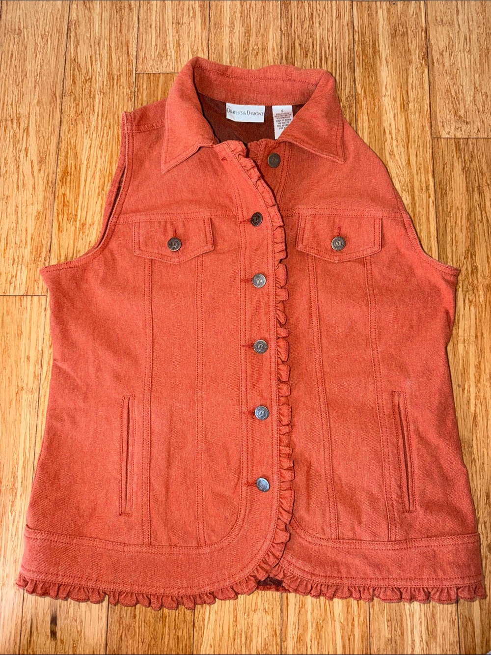 Sea Island Rust Ruffle-Trim Sleeveless Vest